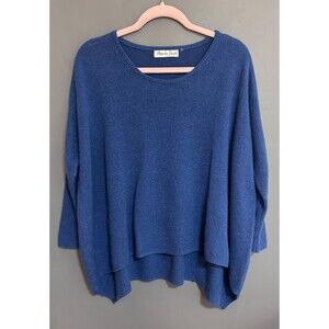 Decker Luxe Womens size M L Oversized Cashmere Sweater Blue Super Soft j